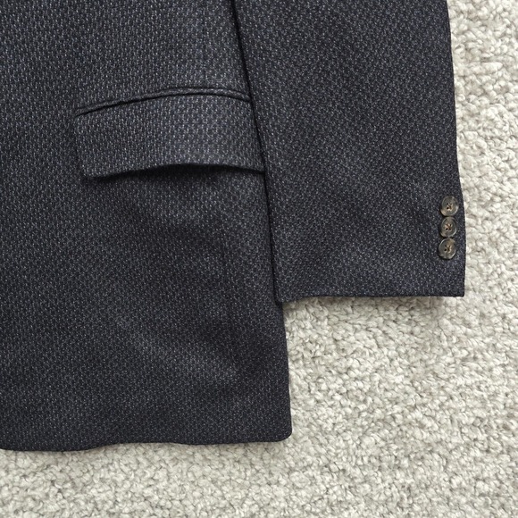 Hart Schaffner Marx Sport Coat‎ Mens 42R Black Blue 3 Button Wool No Vent Office - Picture 2 of 16